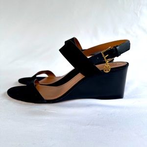 Brand New Tory Burch Mini Benton Sandal Wedge Sandals w/ Backstrap Size 40 Black